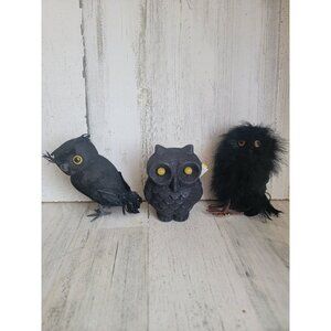 Halloween owl black bird prop home decor light up